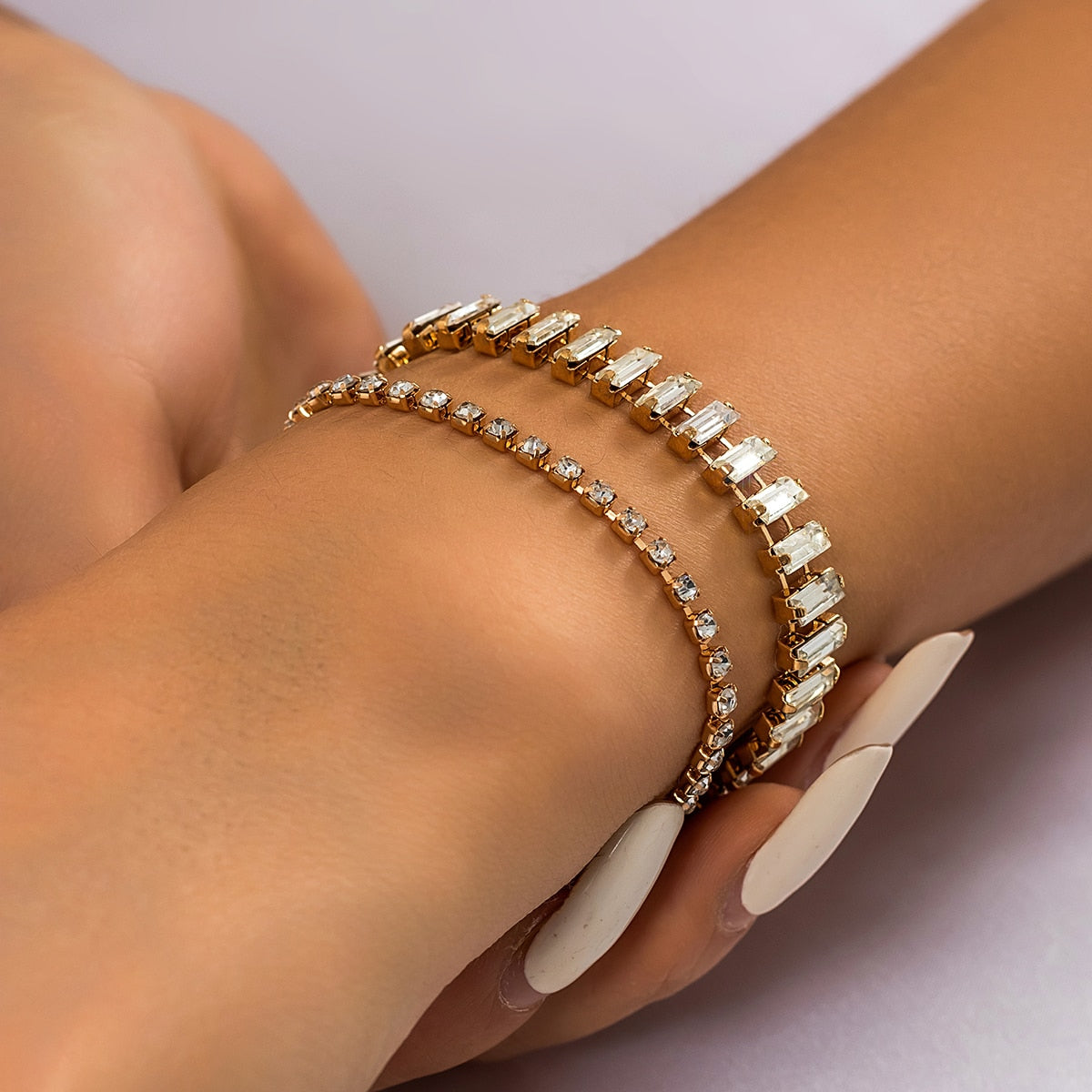 Conjunto de Pulseiras Minimalistas com Cristal