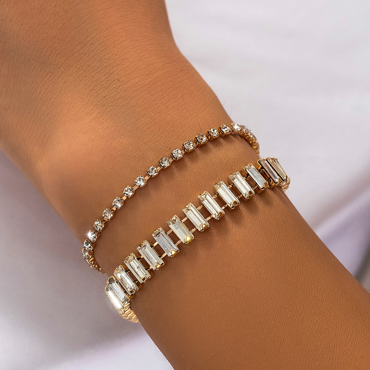 Conjunto de Pulseiras Minimalistas com Cristal